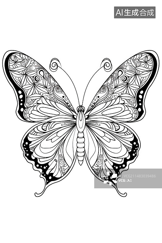 【AI数字艺术】蝴蝶在花上授粉的特写镜头图片素材