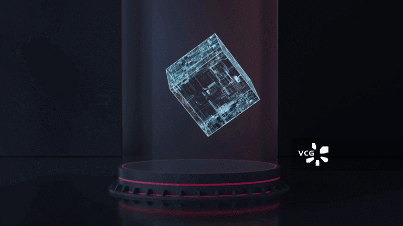 飘浮的透明芯片3D渲染图片素材