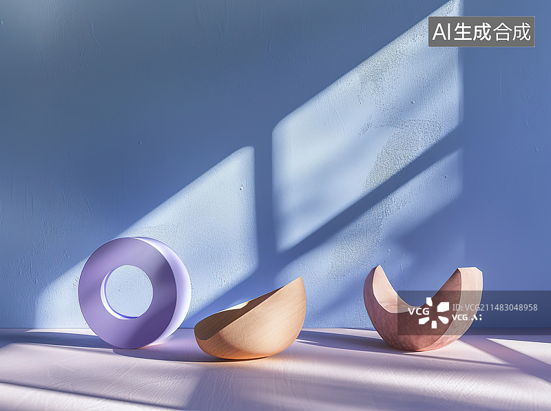 【AI数字艺术】蓝色背景下桌子上的香蕉特写镜头图片素材