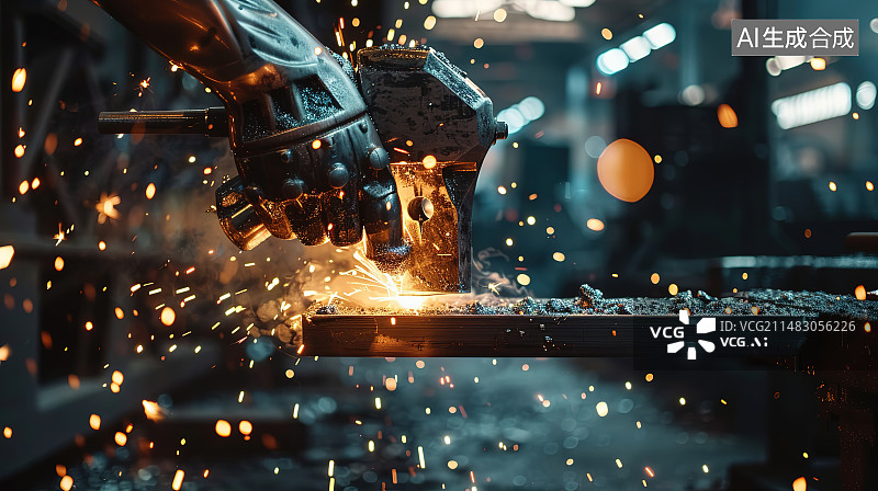 【AI数字艺术】工厂焊接金属时的切割手图片素材