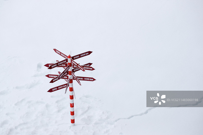 北极点的标示牌图片素材