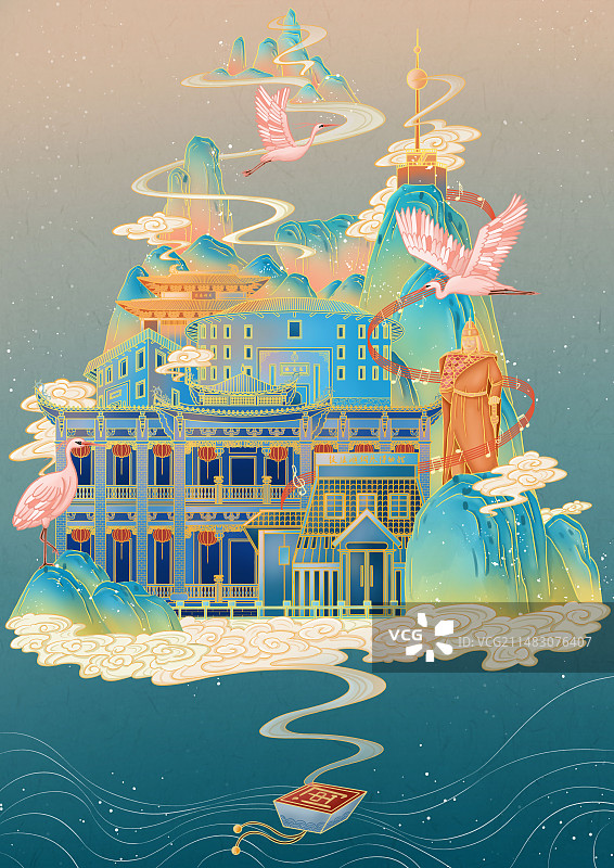 国潮风福建风光-鼓浪屿、武夷山、土楼图片素材