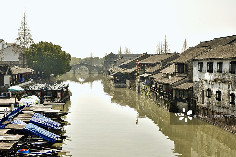 江苏苏州昆山千灯古镇春色风光图片素材