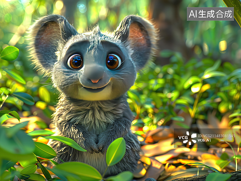 【AI数字艺术】植物上的猫头鹰特写镜头图片素材