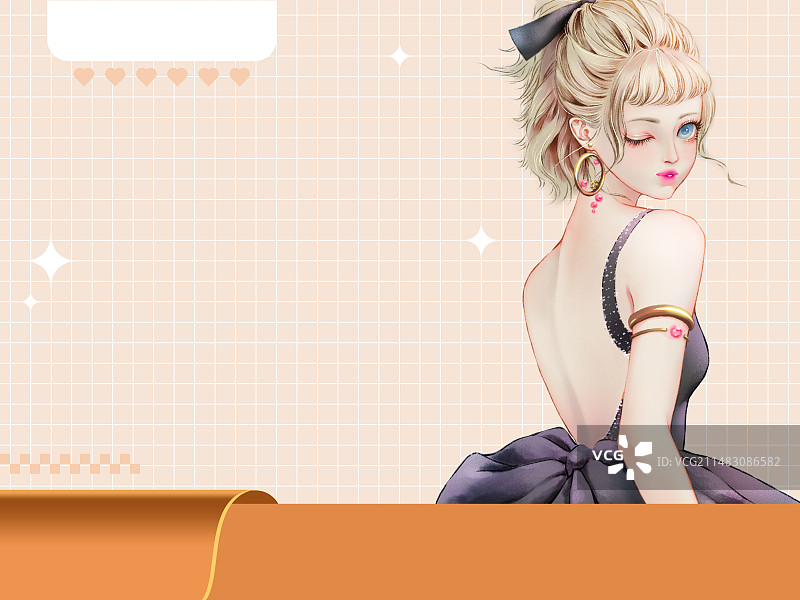手绘二次元小清新美少女人物插画素材图片素材