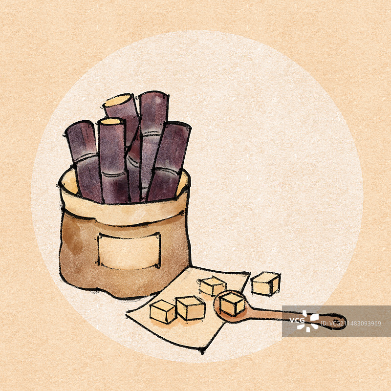 甘蔗国风插画图片素材