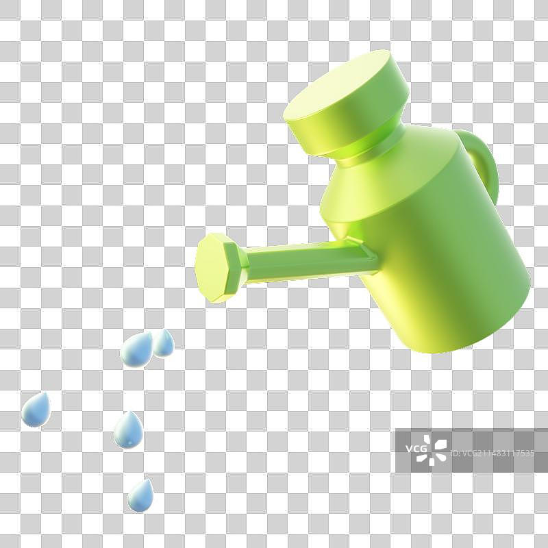 3d植树节绿色浇水壶插画元素图片素材