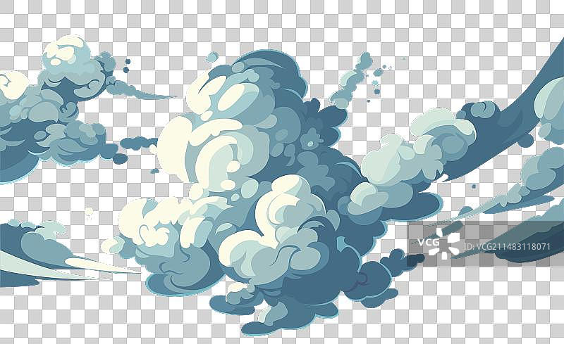 动漫风格蓝天白云背景图片素材