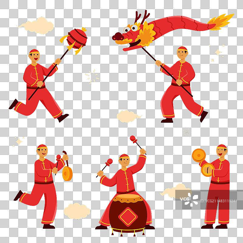 舞龙表演者角色合集图片素材