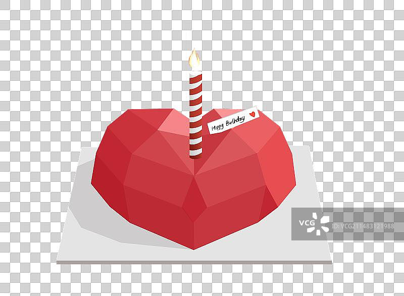 红色爱心生日蛋糕插画元素图片素材