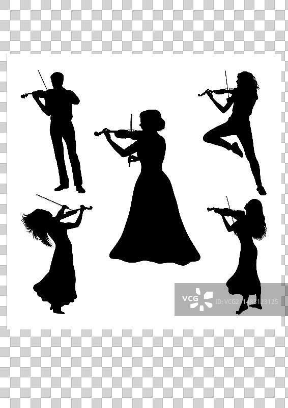 小提琴家音乐会剪影图片素材