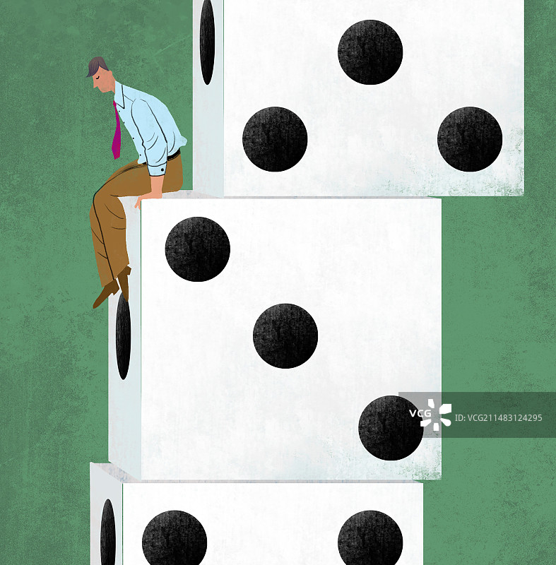 骰子，男人，思考，反思，后悔图片素材