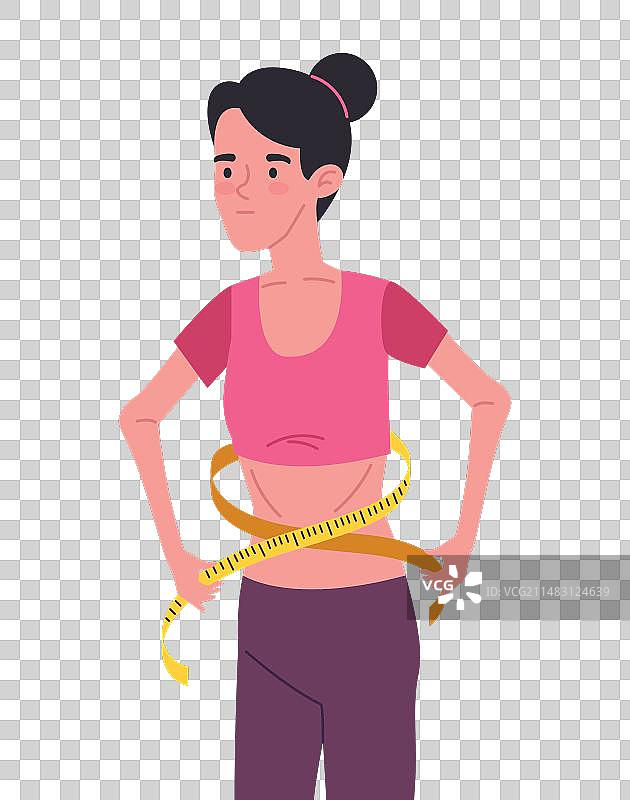 有测量带的厌食症女性图片素材