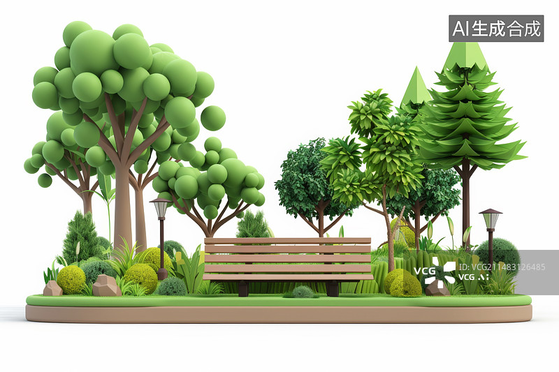 【AI数字艺术】立体的花园图片素材