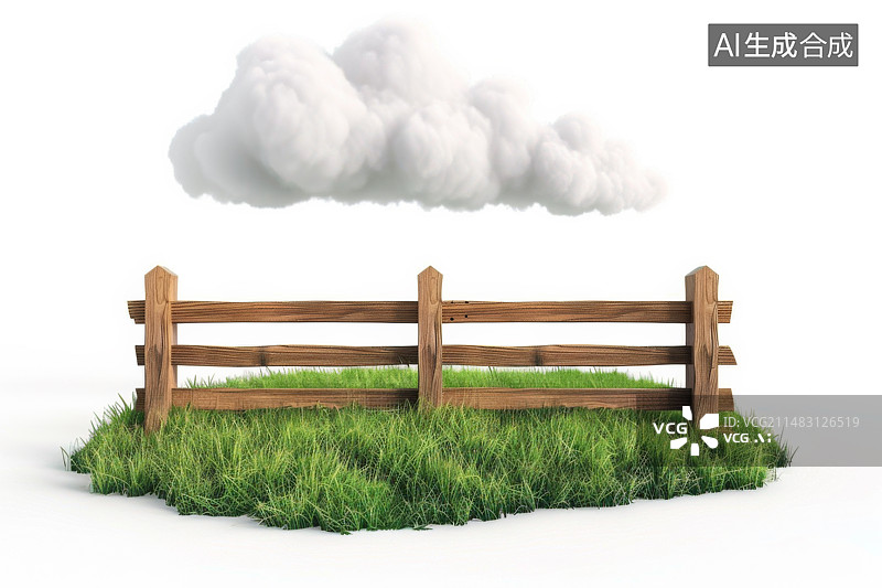 【AI数字艺术】草地栅栏上的云图片素材