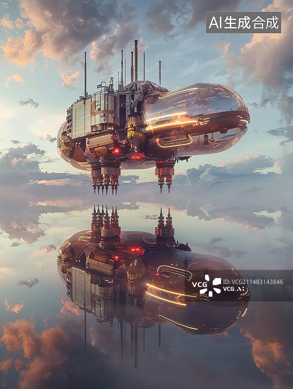 【AI数字艺术】夕阳下的烟囱图片素材