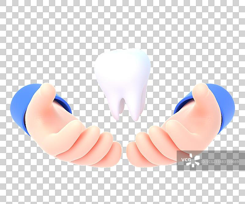3D渲染捧着牙齿图片素材