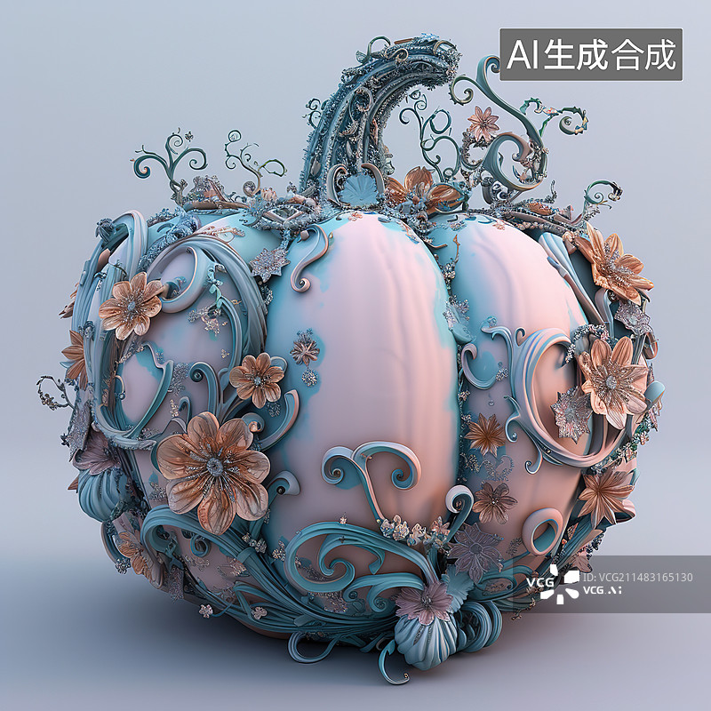 【AI数字艺术】白色背景上的装饰特写镜头图片素材