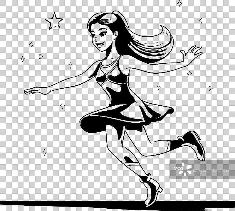 美丽的年轻女孩跳黑天鹅芭蕾图片素材