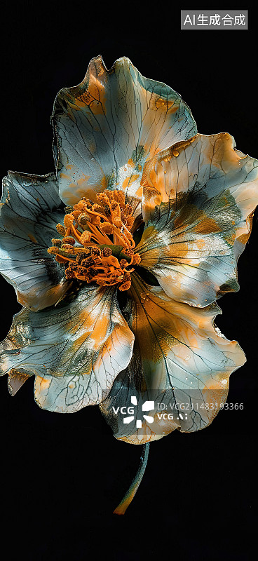 【AI数字艺术】黑色背景下的干花特写镜头图片素材