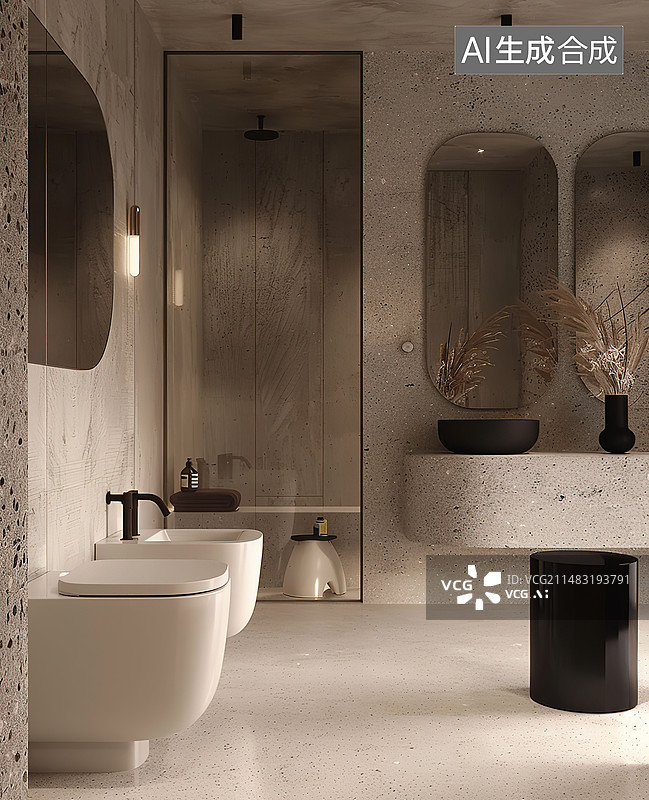 【AI数字艺术】现代风格的卫生间图片素材