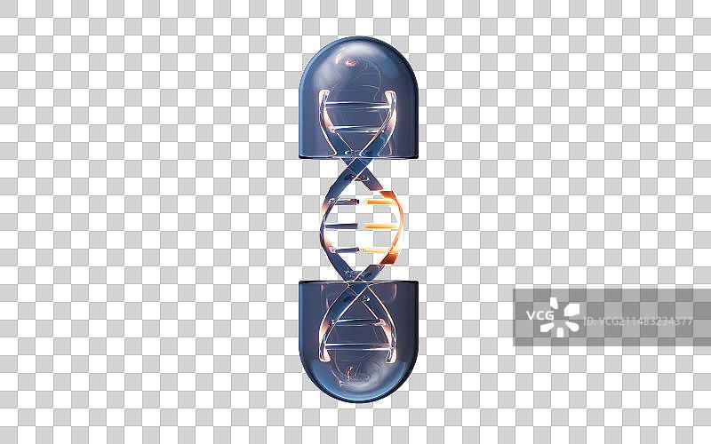 医药药物胶囊与DNA生物科技3D渲染图片素材