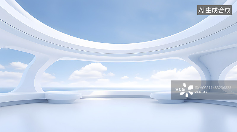 【AI数字艺术】未来抽象简约空间设计图片素材