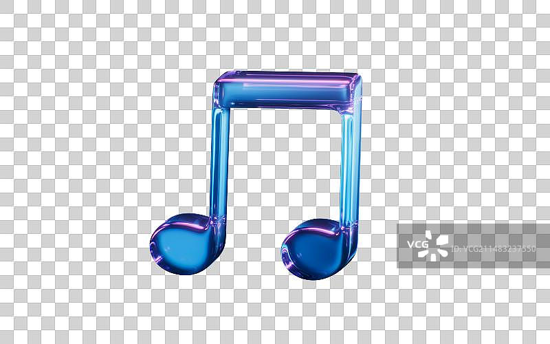音乐音符与霓虹灯光效果3D渲染图片素材
