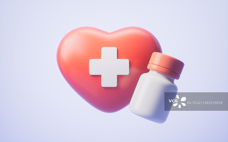 卡通医药医疗爱心3D渲染图片素材