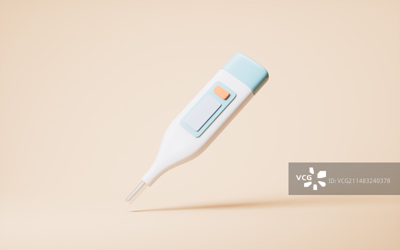 卡通风格电子体温计3D渲染图片素材