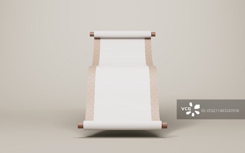 中国风古风卷轴3D渲染图片素材