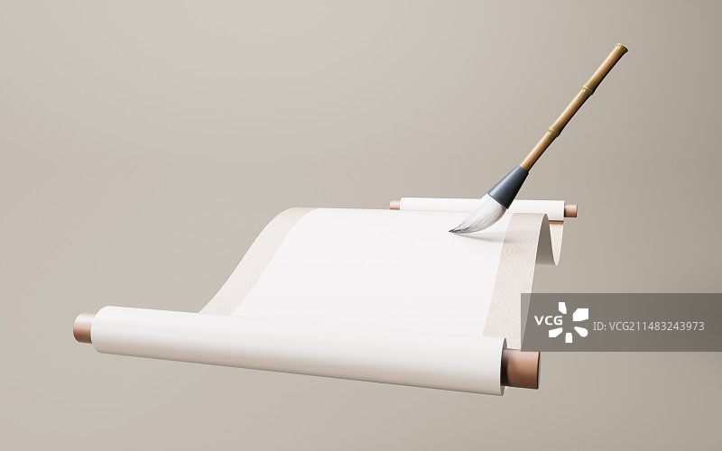 中国风古风卷轴3D渲染图片素材