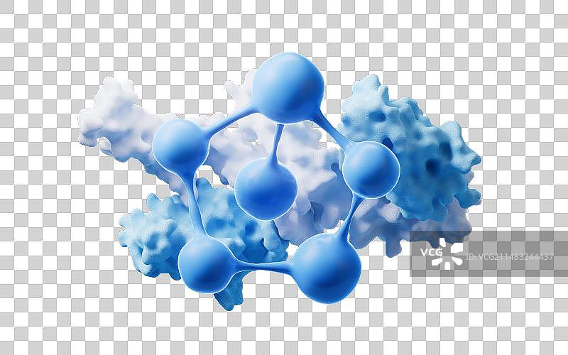 分子与蛋白质生物科技概念3D渲染图片素材