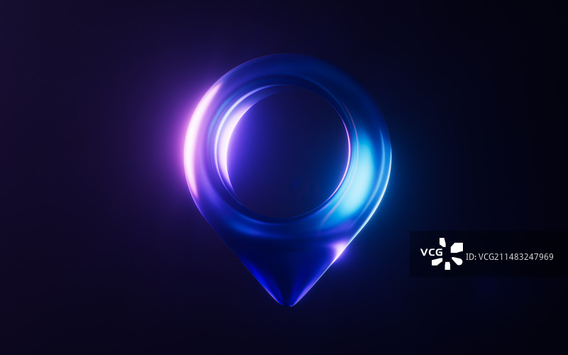 定位符号与霓虹灯光效果3D渲染图片素材