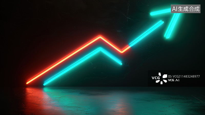 【AI数字艺术】红蓝霓虹灯效果的箭头图片素材