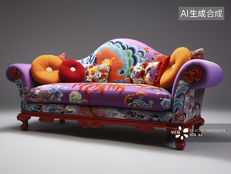 【AI数字艺术】中国风沙发C4D图片素材