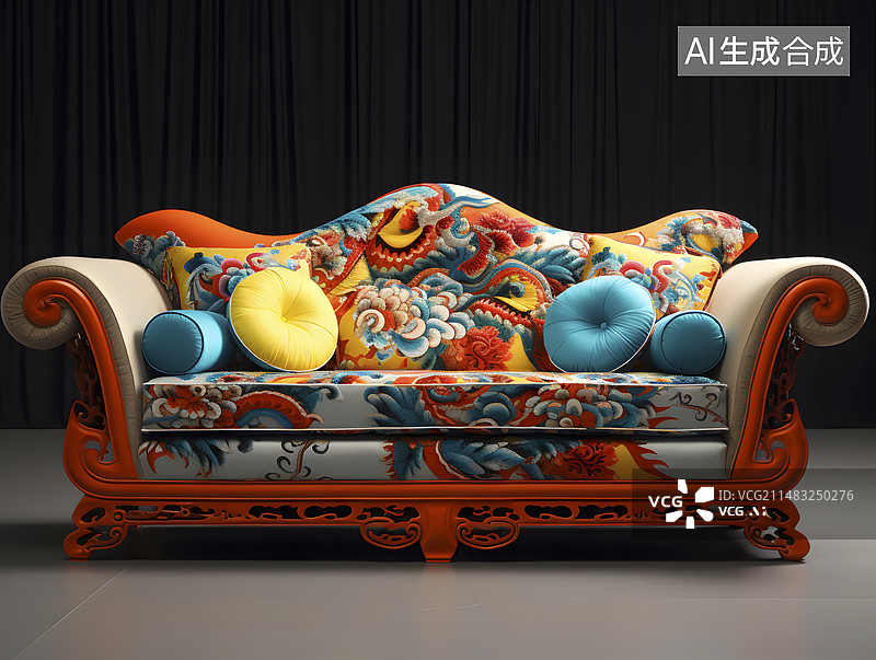 【AI数字艺术】中国风沙发C4D图片素材