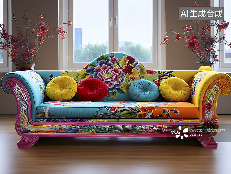 【AI数字艺术】中国风沙发C4D图片素材