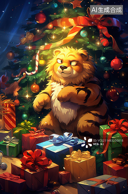 【AI数字艺术】圣诞节装饰的礼物图片素材