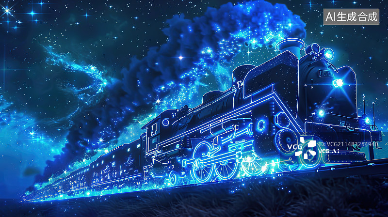 【AI数字艺术】夜幕下灯光下的游乐园图片素材