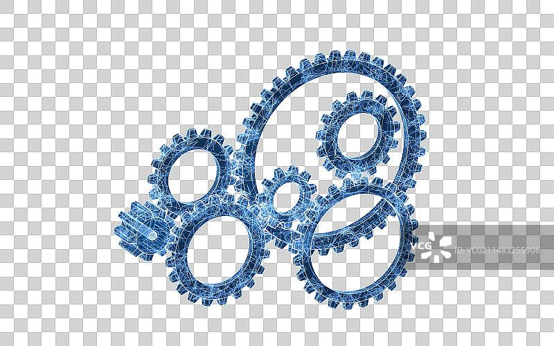 蓝色科技结构齿轮3D渲染图片素材