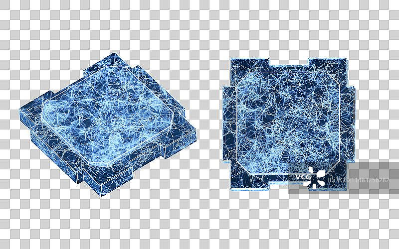 蓝色科技结构芯片3D渲染图片素材