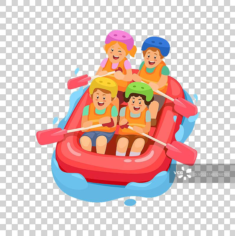 卡通水上漂流运动图片素材