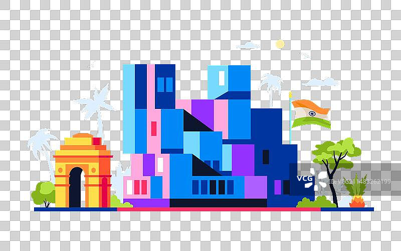 印度现代彩色城市风光图片素材