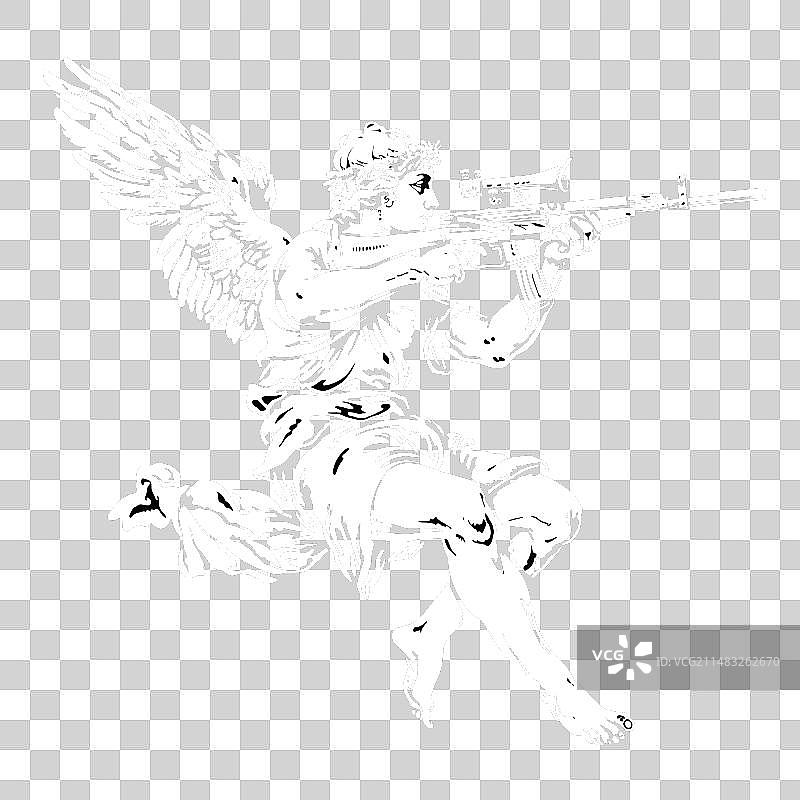 手持卡拉什尼科夫突击步枪的丘比特图片素材