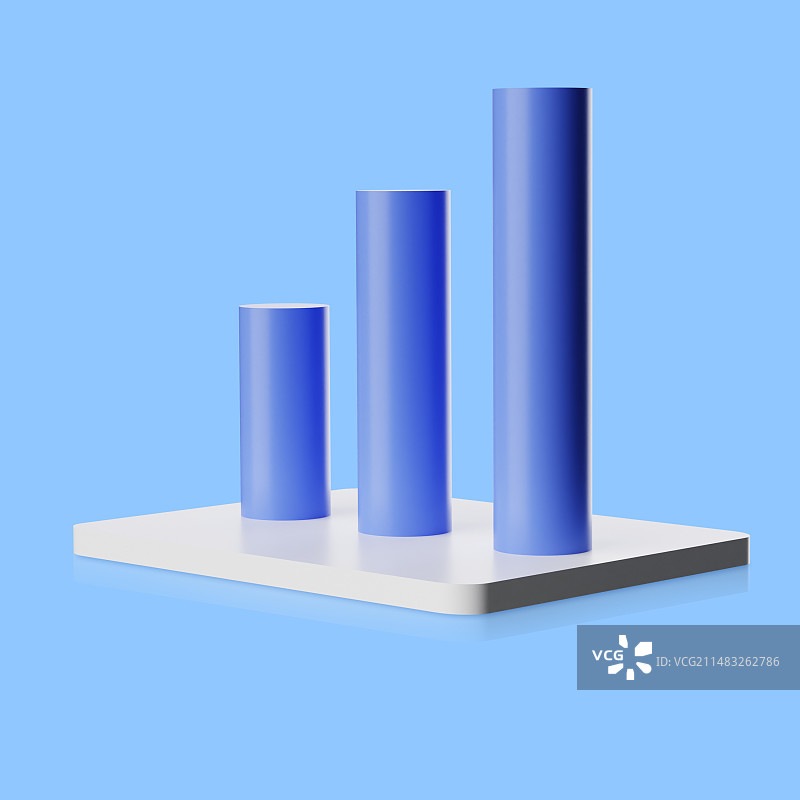3D渲染蓝色立柱图金融数据图商业插画图片素材