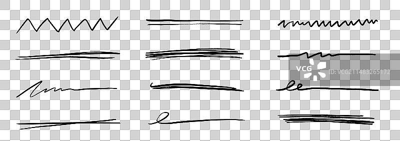 手绘笔下划线笔触标记图片素材