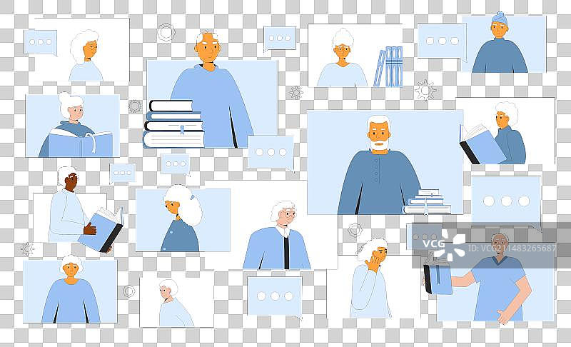 老年人线上读书俱乐部图片素材