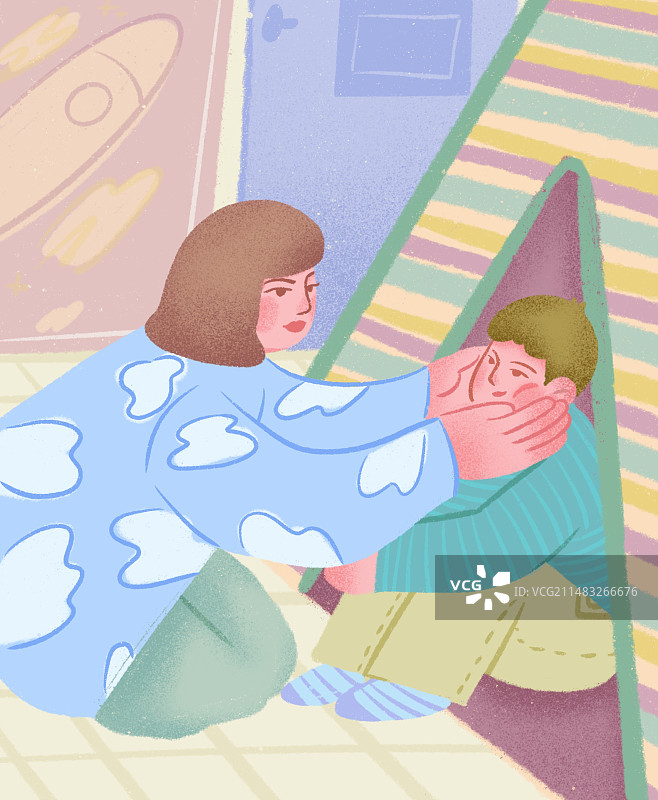 妈妈捧着孩子的脸图片素材