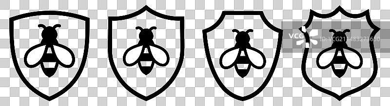 盾牌内的蜜蜂图标不同版本图片素材